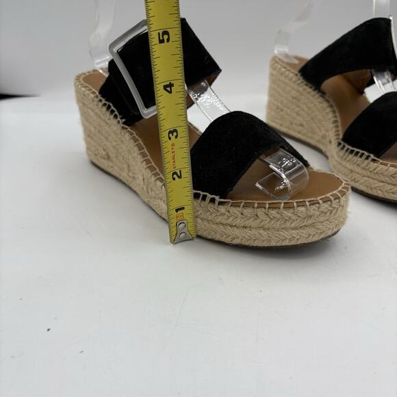 Franco Sarto Shoes Sandals Womens Size 8.5 Coastal Black Tan Wedge Espadrille - Picture 2 of 12
